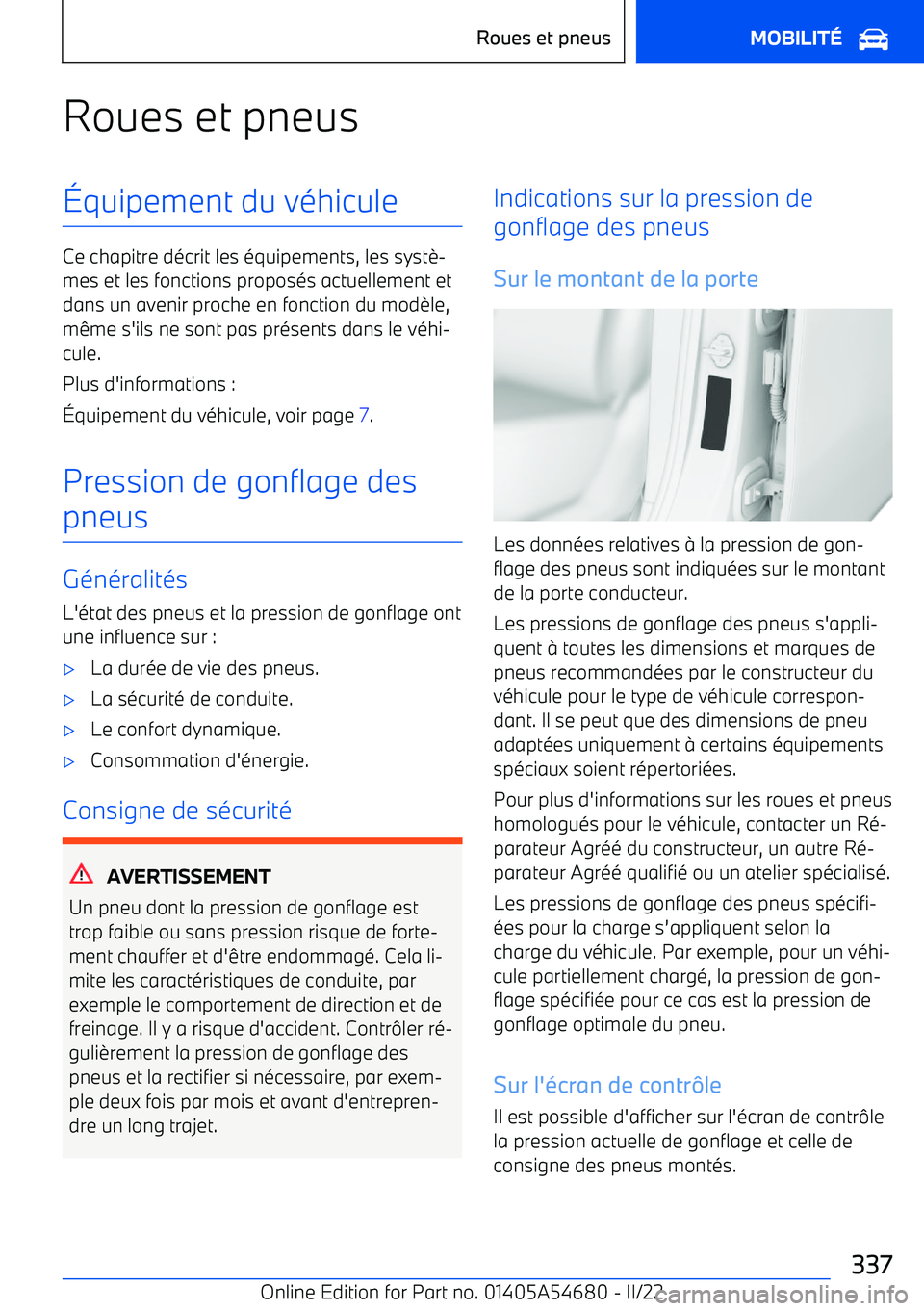 BMW I4 2022 Notices Demploi (in French) Roues et pneus BMW I4 2022 Notices Demploi (in French) Roues et pneus