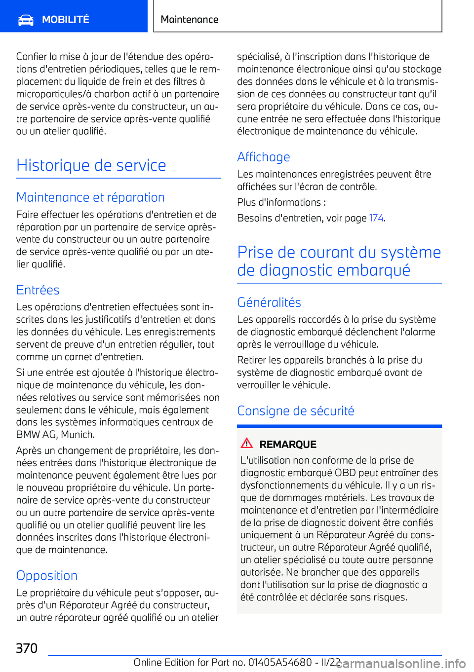 BMW I4 2022 Notices Demploi (in French) Confier la mise BMW I4 2022 Notices Demploi (in French) Confier la mise