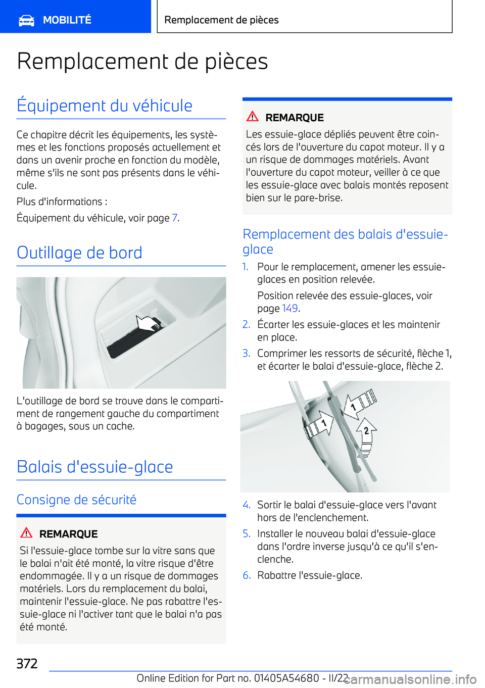 BMW I4 2022 Notices Demploi (in French) Remplacement de pi BMW I4 2022 Notices Demploi (in French) Remplacement de pi