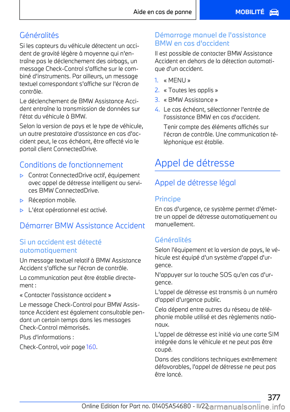 BMW I4 2022 Notices Demploi (in French) G BMW I4 2022 Notices Demploi (in French) G