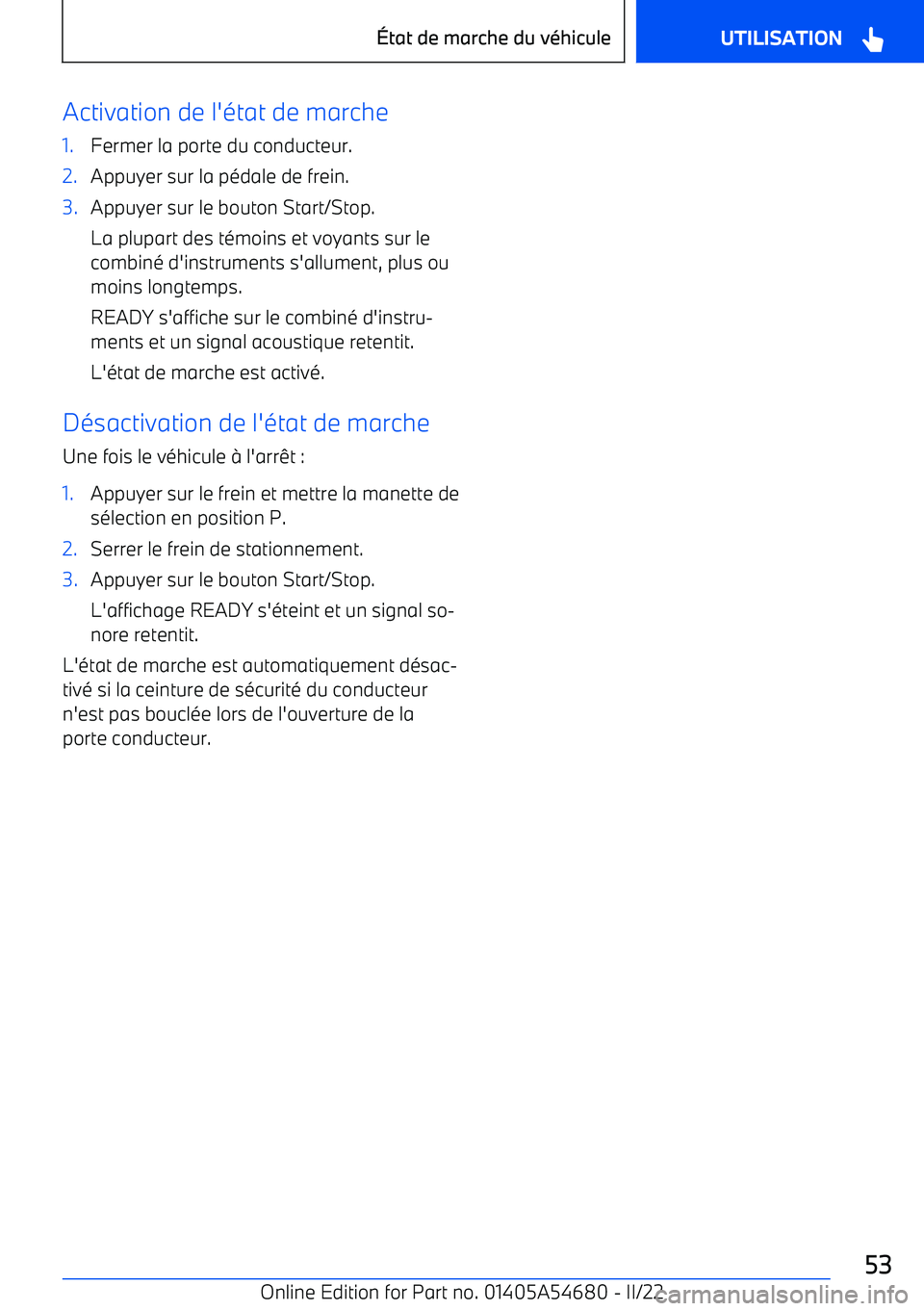BMW I4 2022 Notices Demploi (in French) Activation de l BMW I4 2022 Notices Demploi (in French) Activation de l
