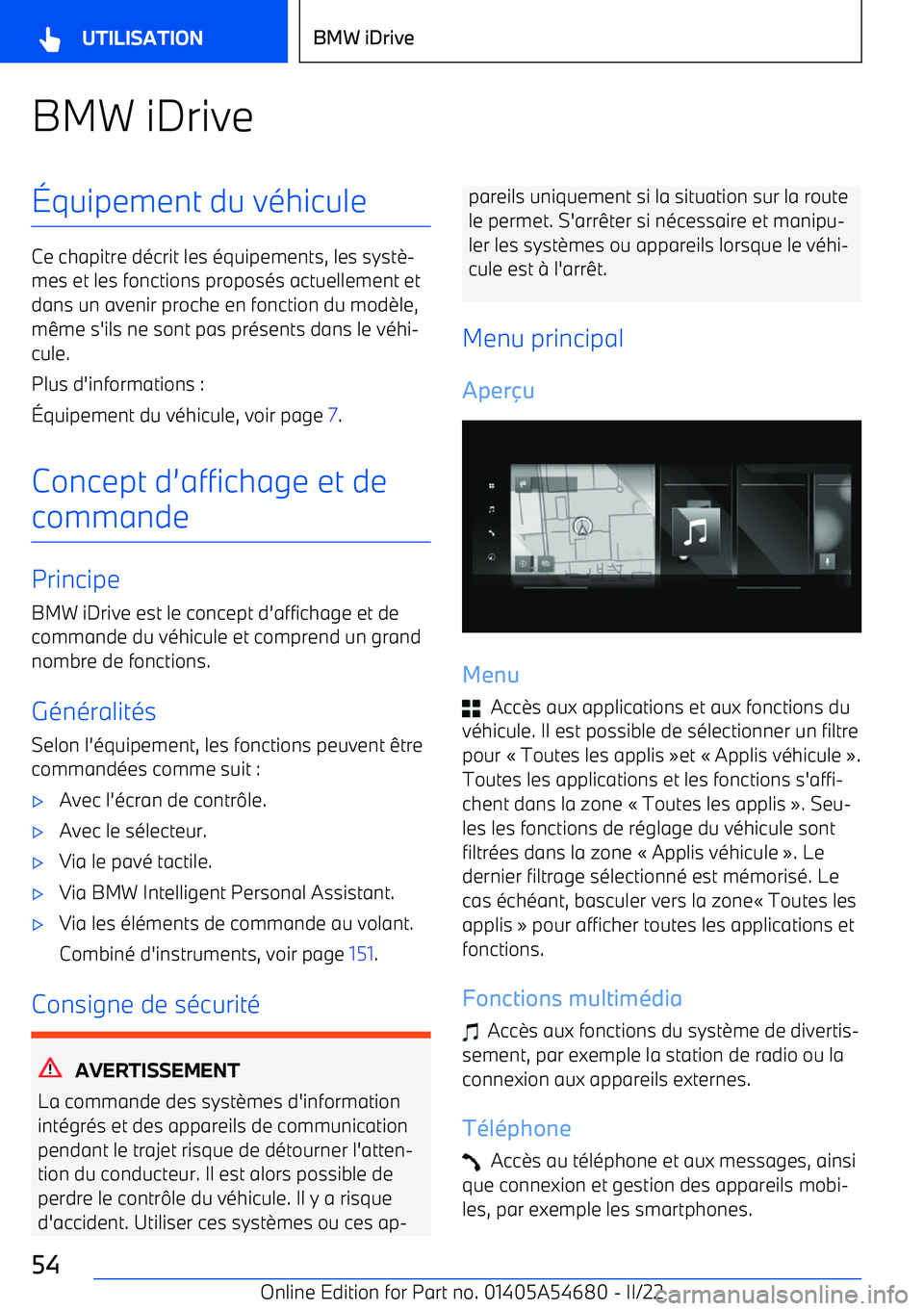 BMW I4 2022 Notices Demploi (in French) BMW iDrive BMW I4 2022 Notices Demploi (in French) BMW iDrive