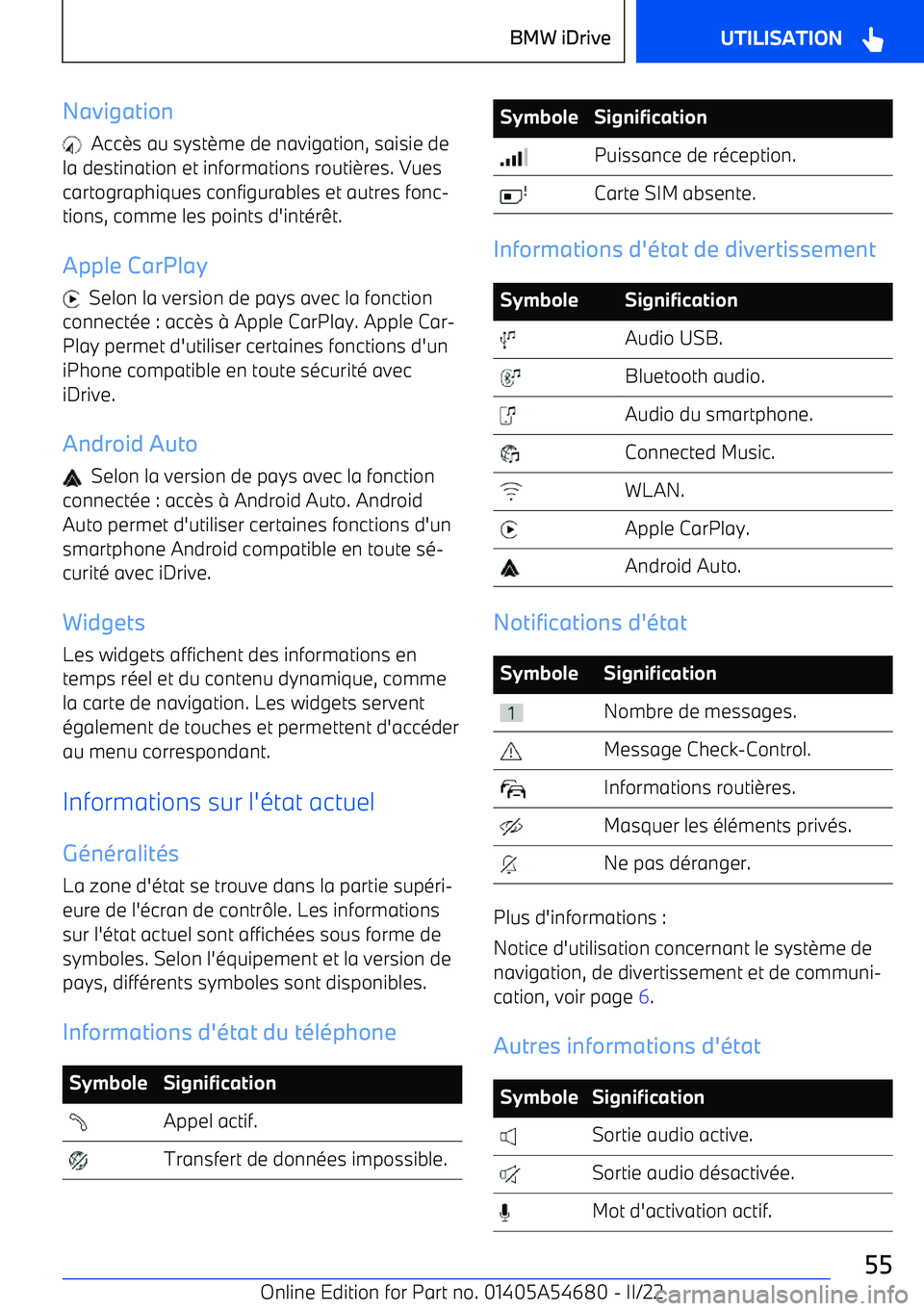 BMW I4 2022 Notices Demploi (in French) Navigation
Acc BMW I4 2022 Notices Demploi (in French) Navigation
Acc
