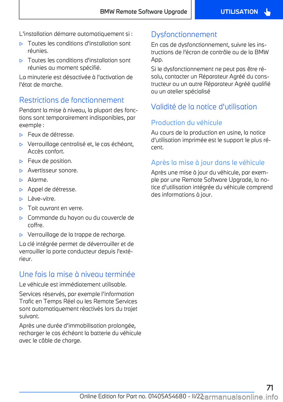 BMW I4 2022 Notices Demploi (in French) L BMW I4 2022 Notices Demploi (in French) L