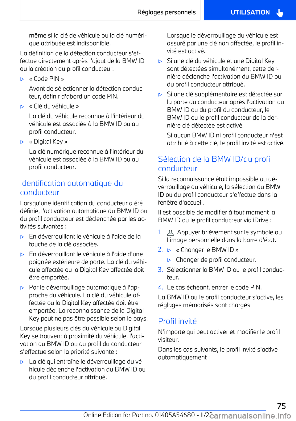 BMW I4 2022 Notices Demploi (in French) m BMW I4 2022 Notices Demploi (in French) m