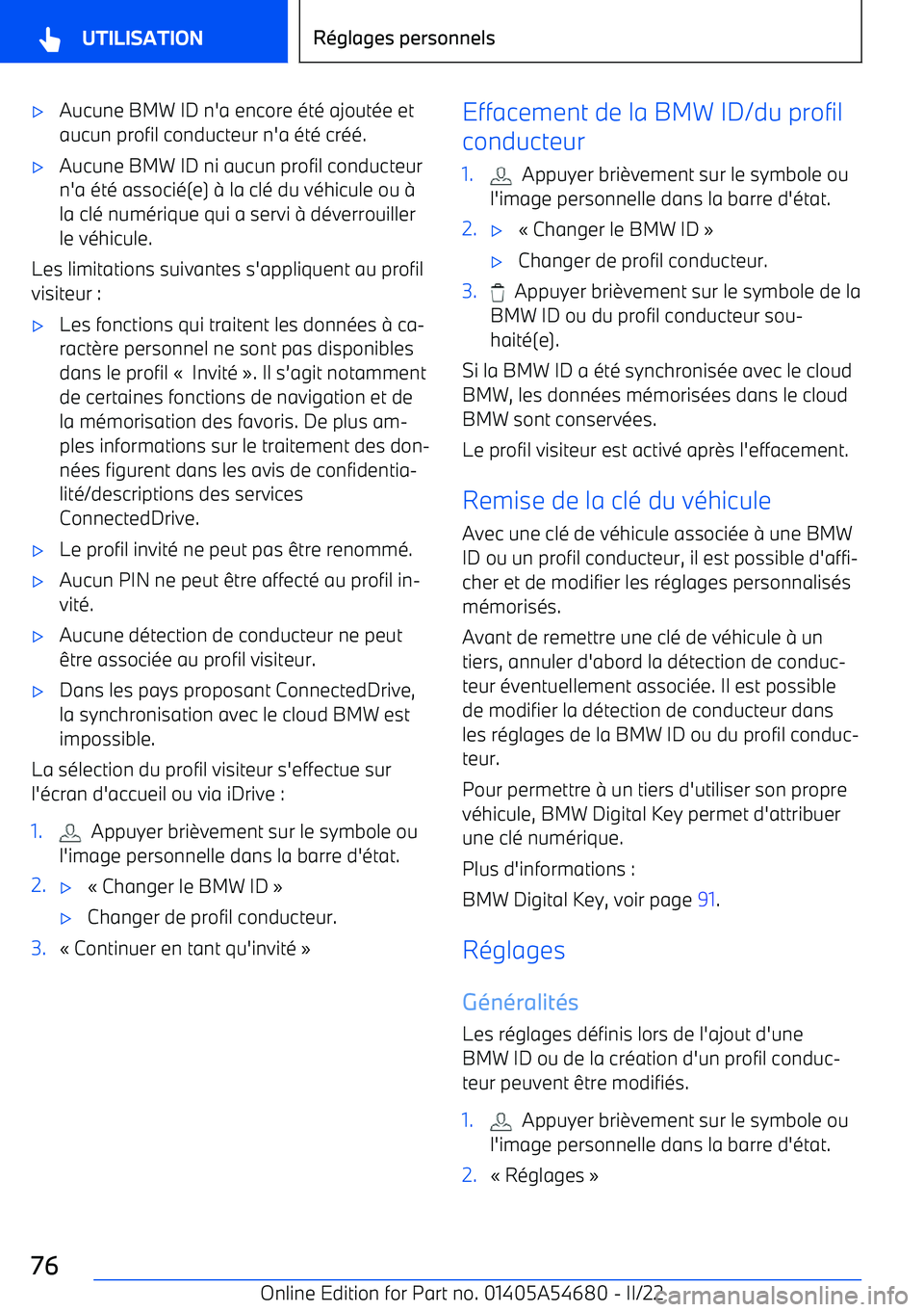 BMW I4 2022 Notices Demploi (in French) BMW I4 2022 Notices Demploi (in French)
