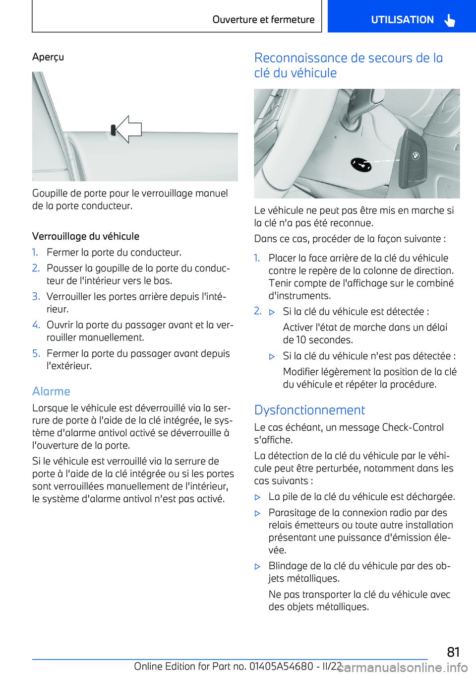 BMW I4 2022 Notices Demploi (in French) Aper BMW I4 2022 Notices Demploi (in French) Aper
