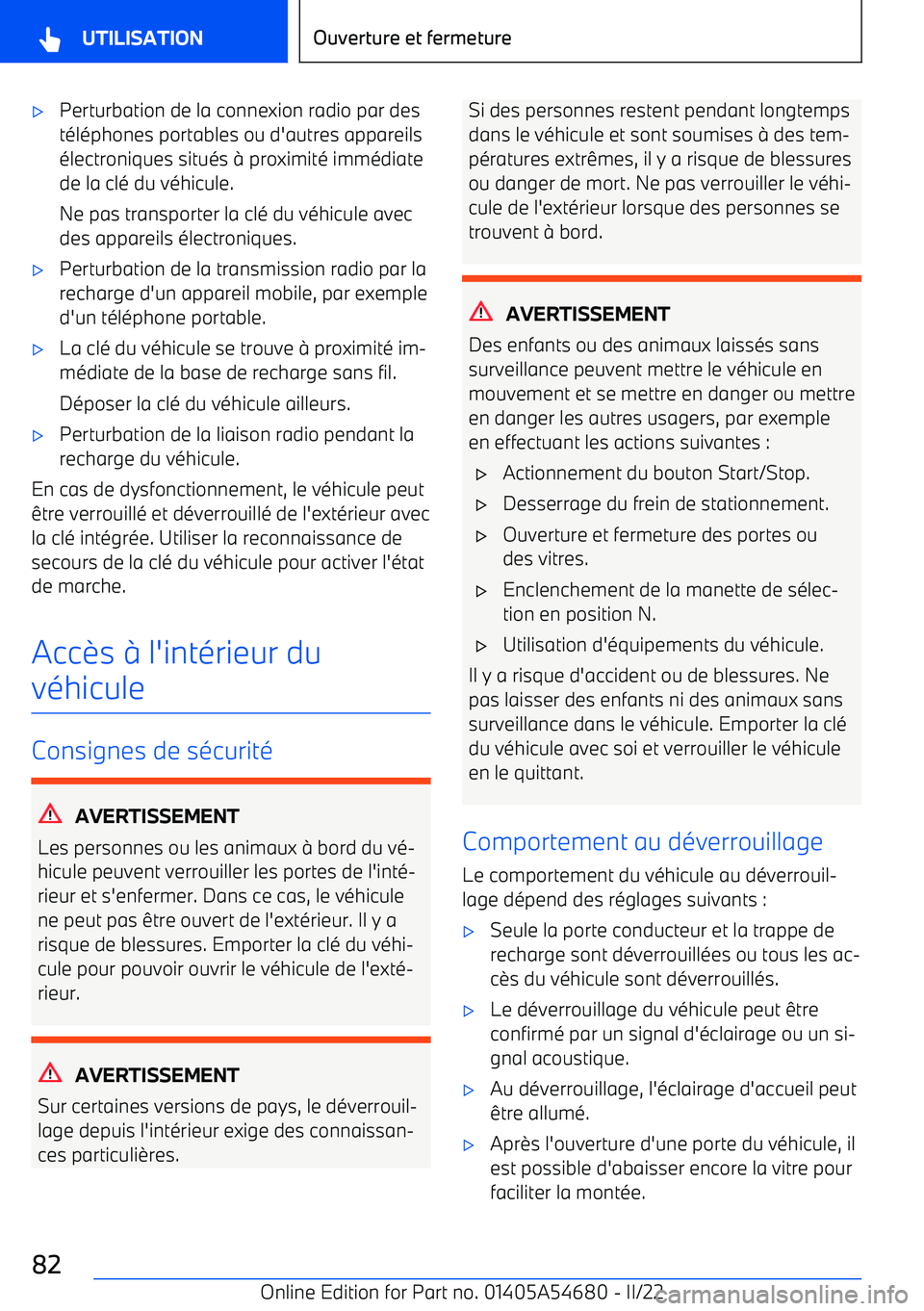 BMW I4 2022 Notices Demploi (in French) BMW I4 2022 Notices Demploi (in French)