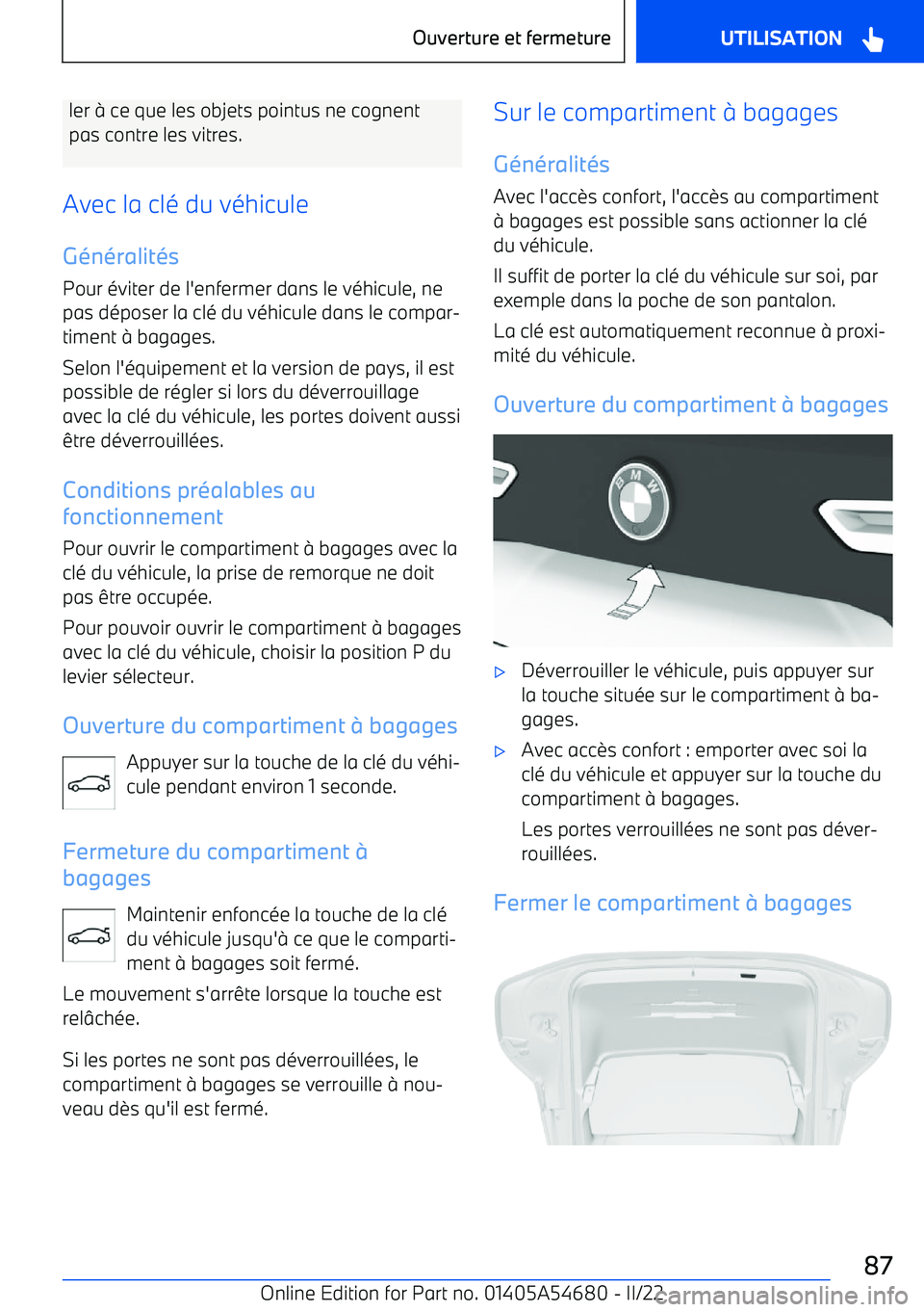 BMW I4 2022 Notices Demploi (in French) ler BMW I4 2022 Notices Demploi (in French) ler