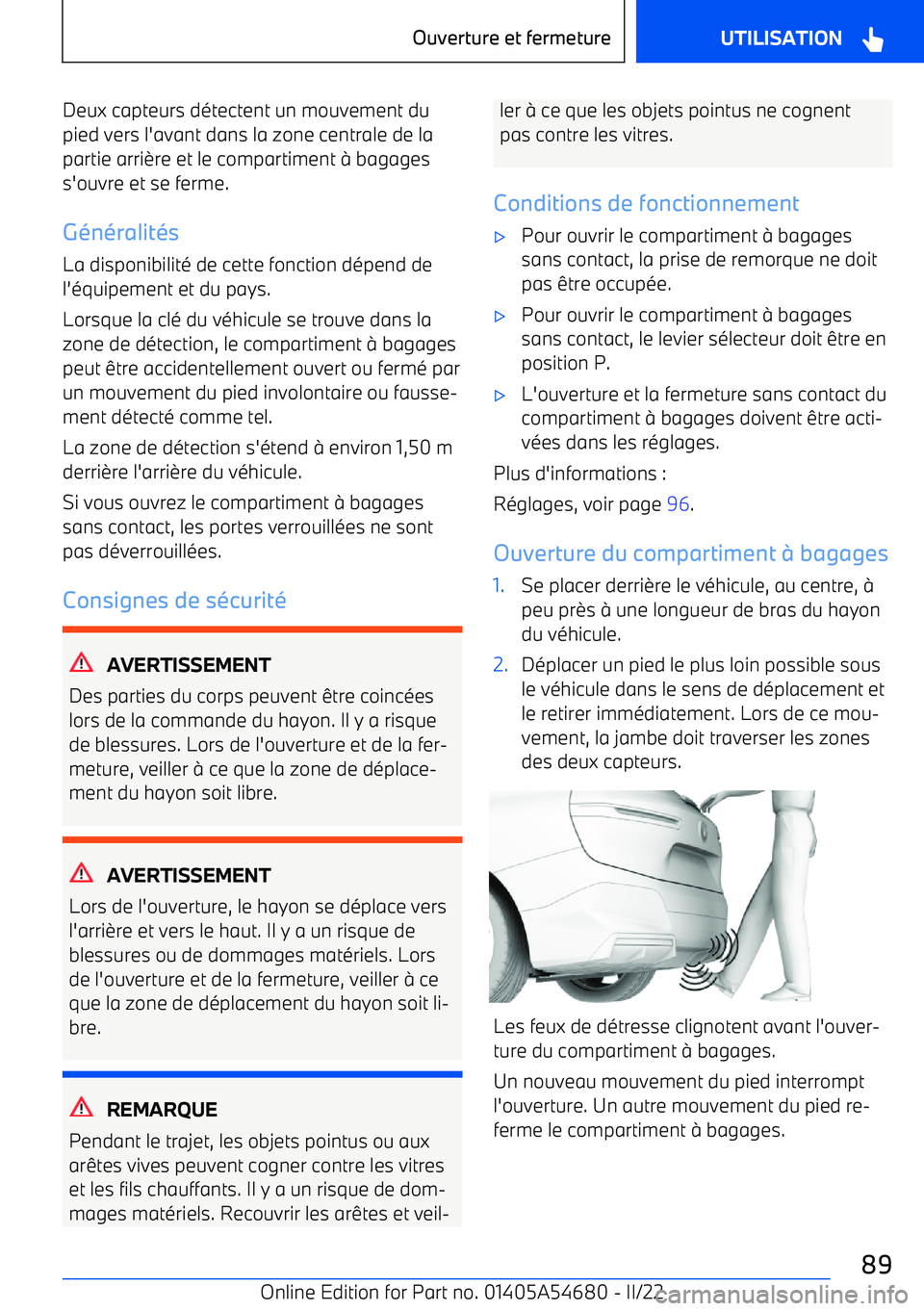 BMW I4 2022 Notices Demploi (in French) Deux capteurs d BMW I4 2022 Notices Demploi (in French) Deux capteurs d