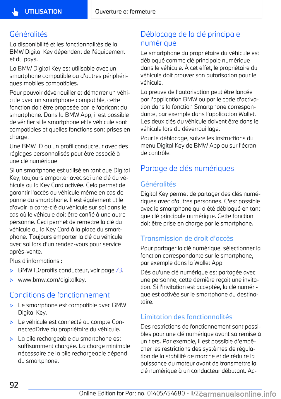 BMW I4 2022 Notices Demploi (in French) G BMW I4 2022 Notices Demploi (in French) G
