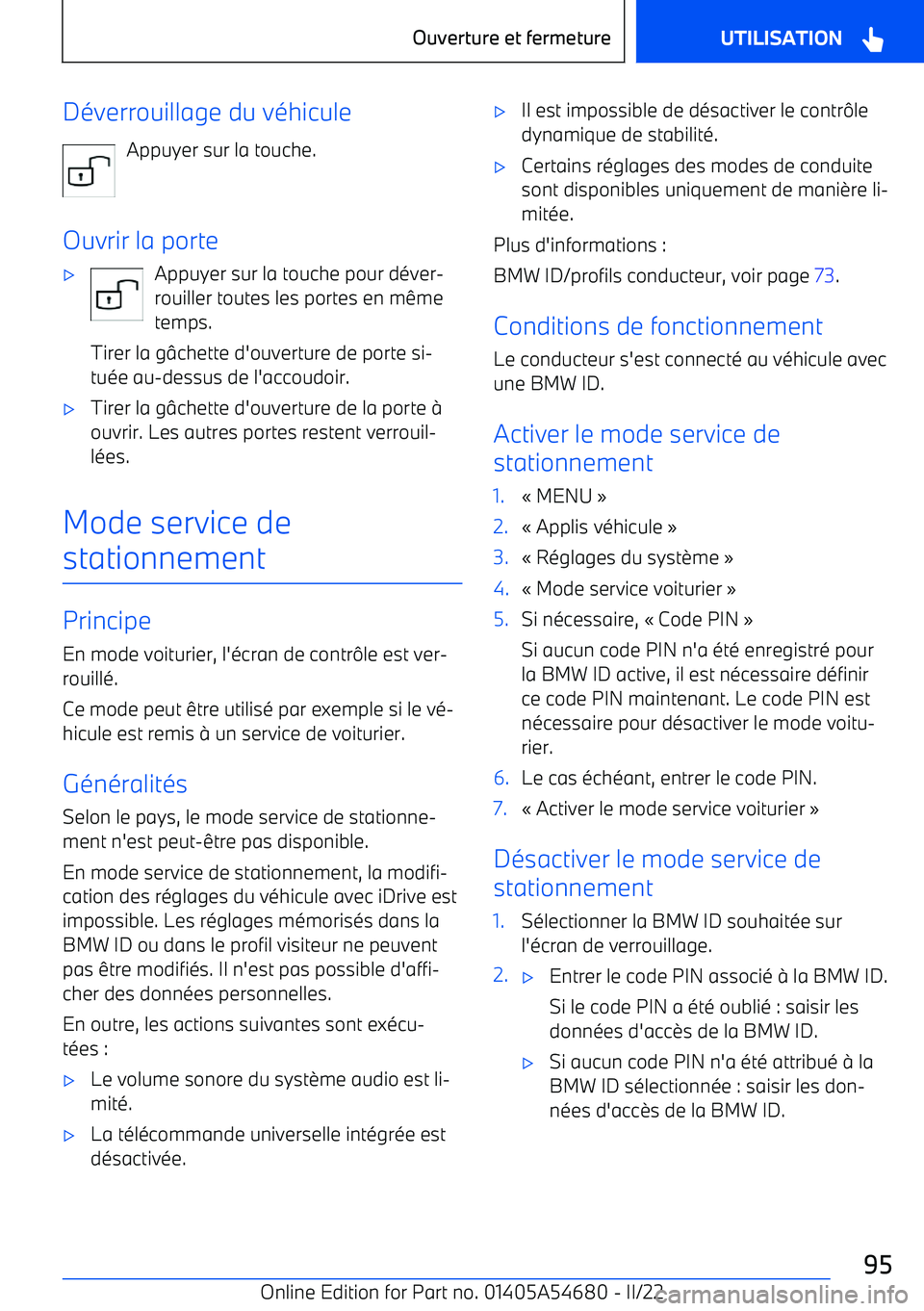 BMW I4 2022 Notices Demploi (in French) D BMW I4 2022 Notices Demploi (in French) D