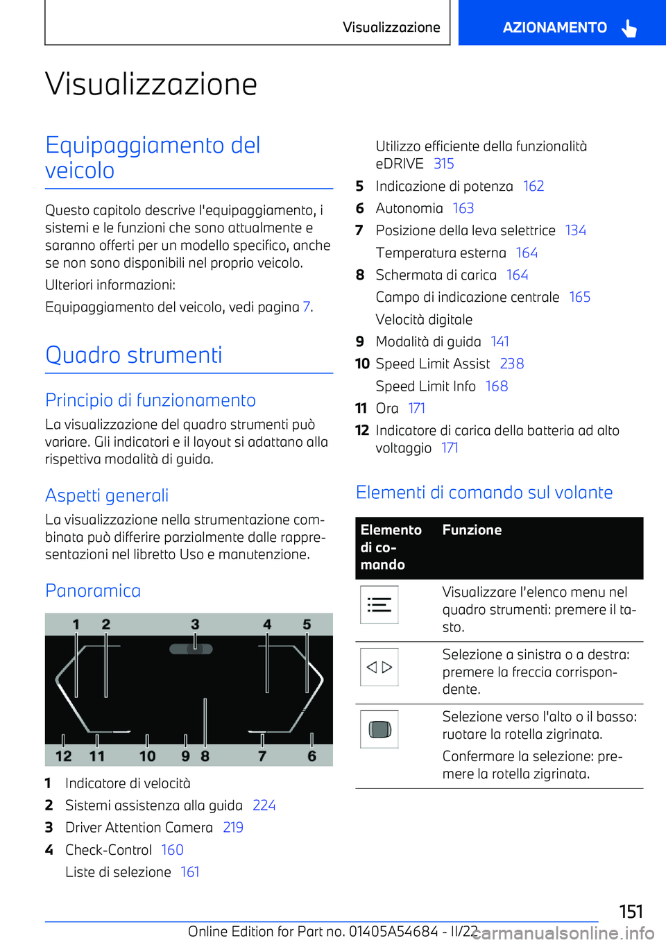 BMW I4 2022  Libretti Di Uso E manutenzione (in Italian) VisualizzazioneEquipaggiamento del
veicolo
Questo capitolo descrive l