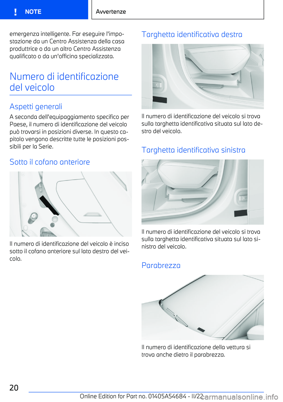 BMW I4 2022  Libretti Di Uso E manutenzione (in Italian) emergenza intelligente. Far eseguire l