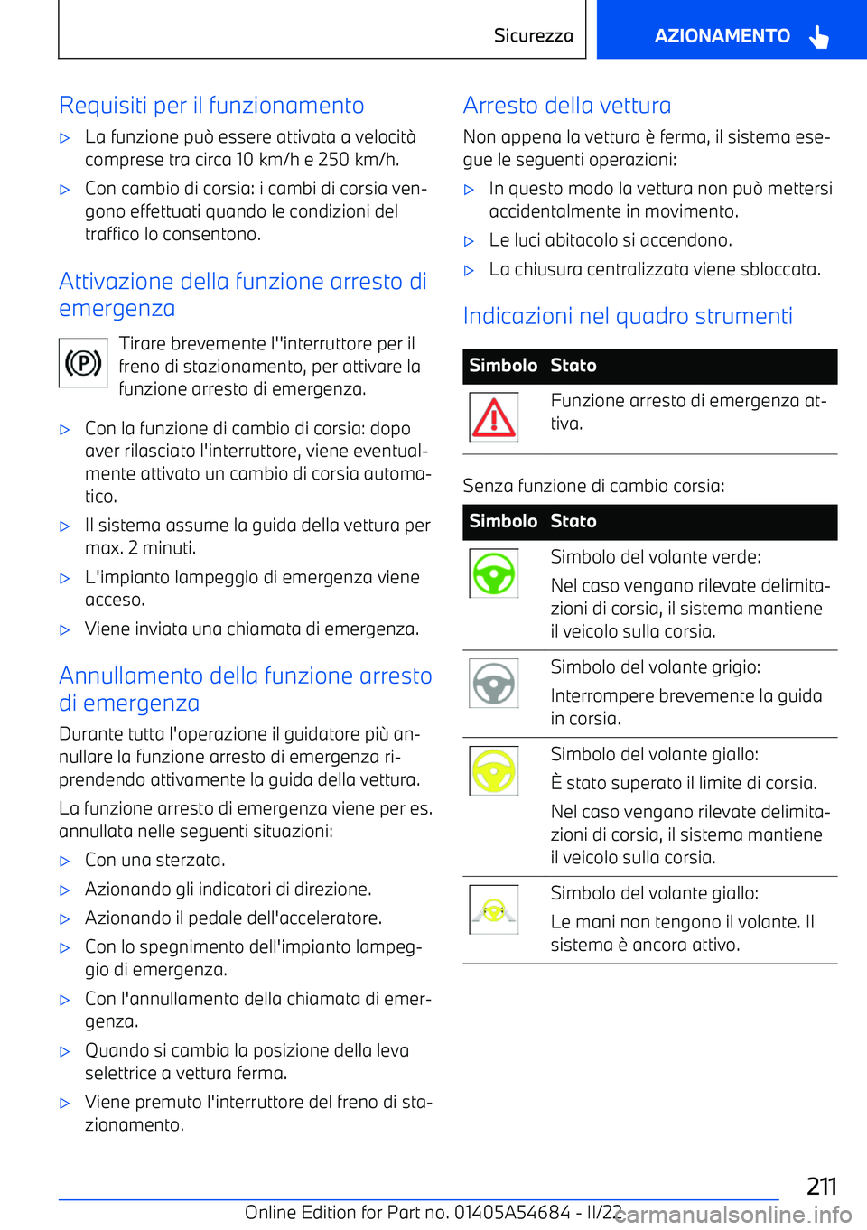 BMW I4 2022  Libretti Di Uso E manutenzione (in Italian) Requisiti per il funzionamento