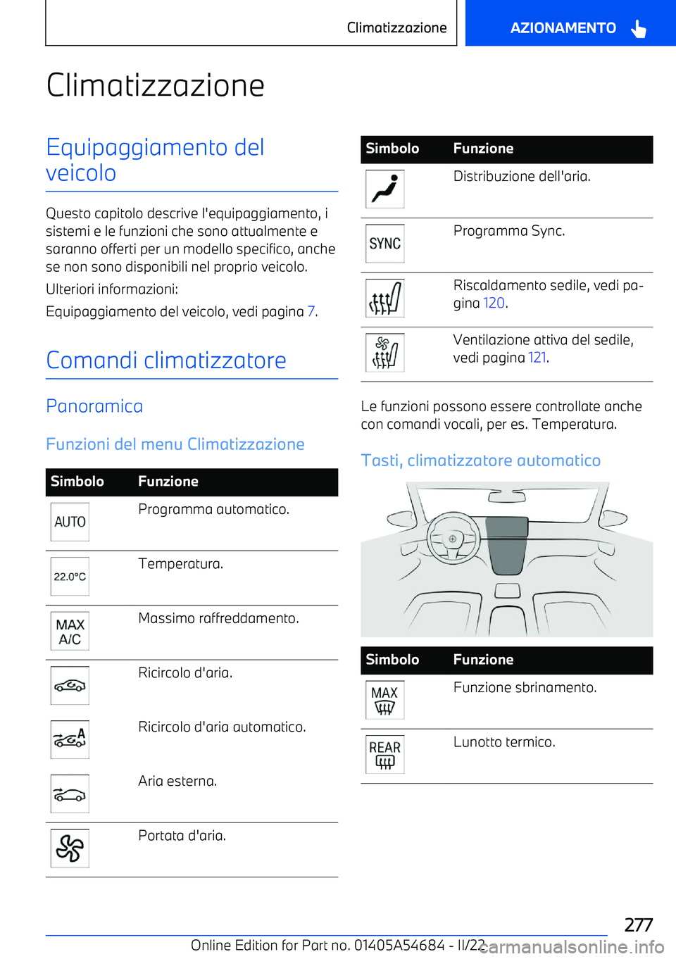 BMW I4 2022 Libretti Di Uso E manutenzione (in Italian) ClimatizzazioneEquipaggiamento del
veicolo
Questo capitolo descrive l BMW I4 2022 Libretti Di Uso E manutenzione (in Italian) ClimatizzazioneEquipaggiamento del
veicolo
Questo capitolo descrive l