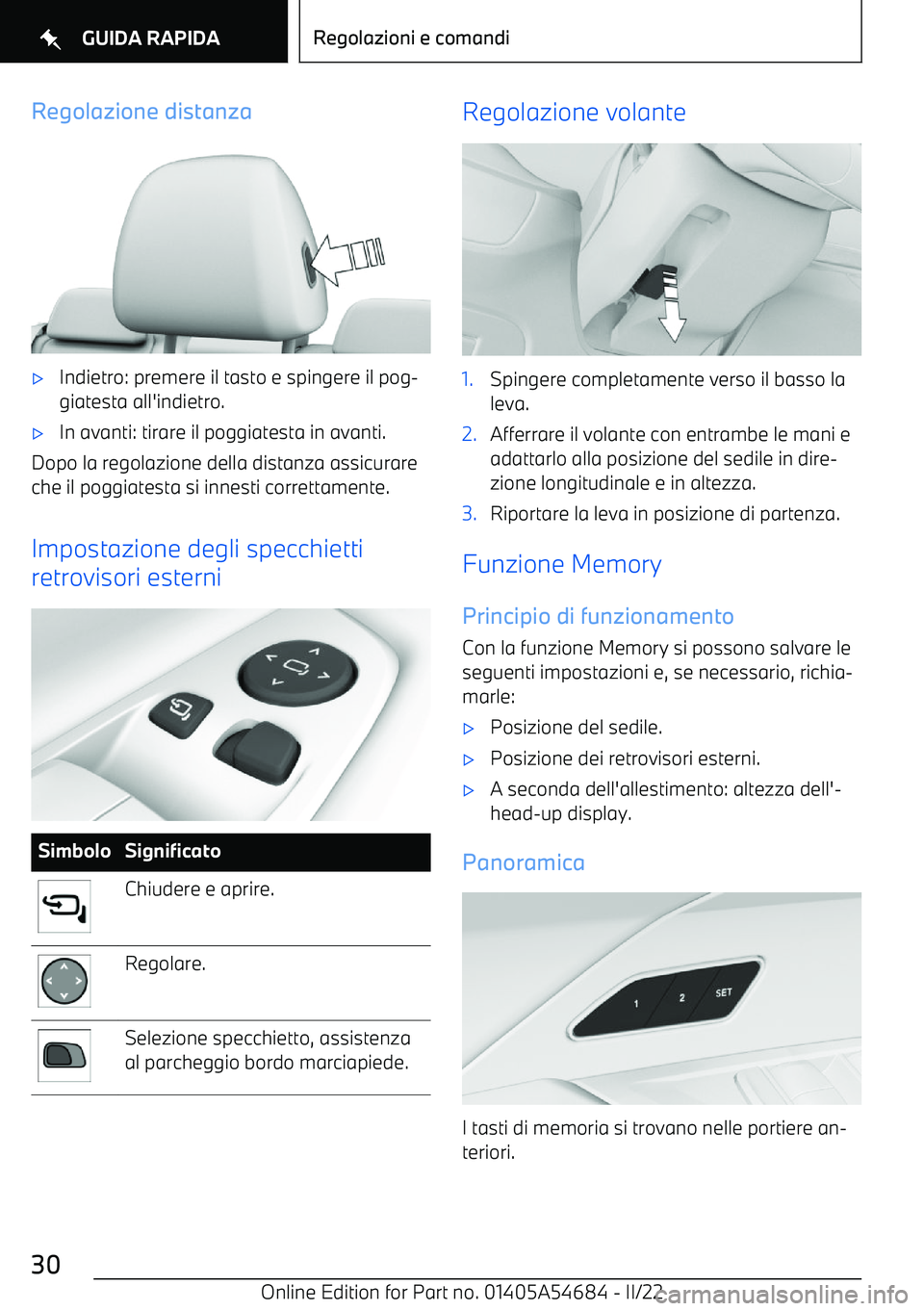 BMW I4 2022 Libretti Di Uso E manutenzione (in Italian) Regolazione distanza BMW I4 2022 Libretti Di Uso E manutenzione (in Italian) Regolazione distanza