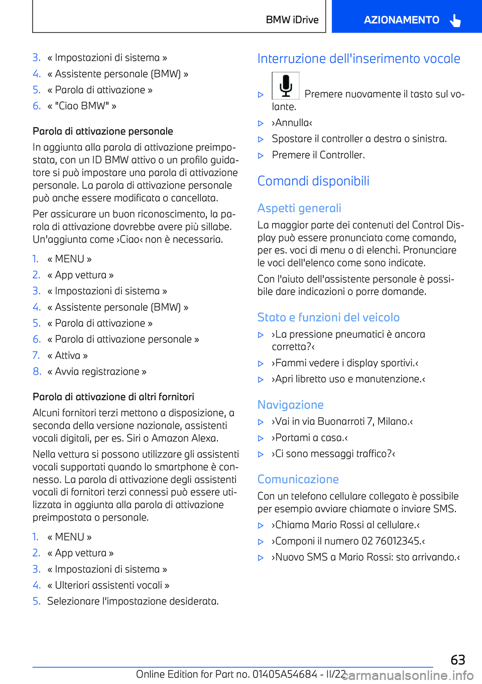 BMW I4 2022  Libretti Di Uso E manutenzione (in Italian) 3.