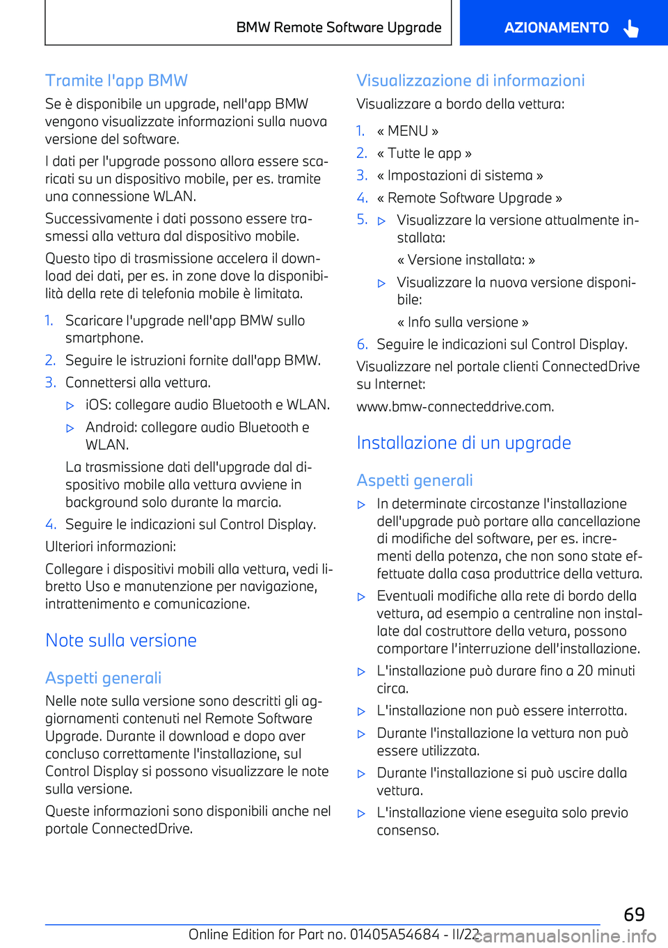 BMW I4 2022  Libretti Di Uso E manutenzione (in Italian) Tramite l