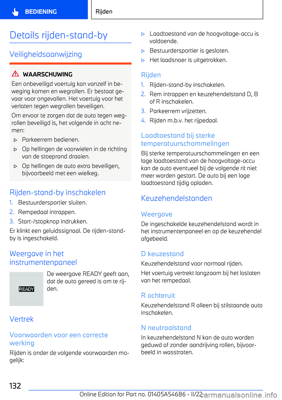BMW I4 2022  Instructieboekjes (in Dutch) Details rijden