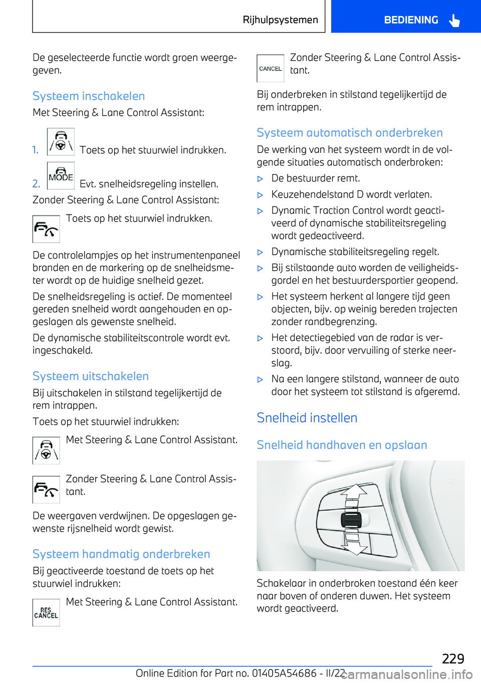 BMW I4 2022  Instructieboekjes (in Dutch) De geselecteerde functie wordt groen weerge