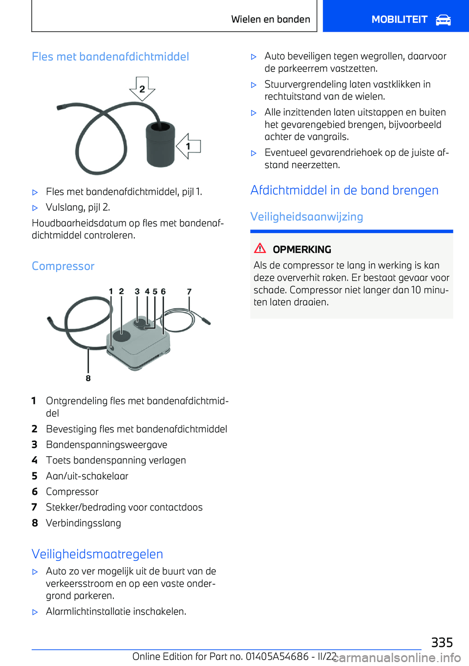 BMW I4 2022  Instructieboekjes (in Dutch) Fles met bandenafdichtmiddel