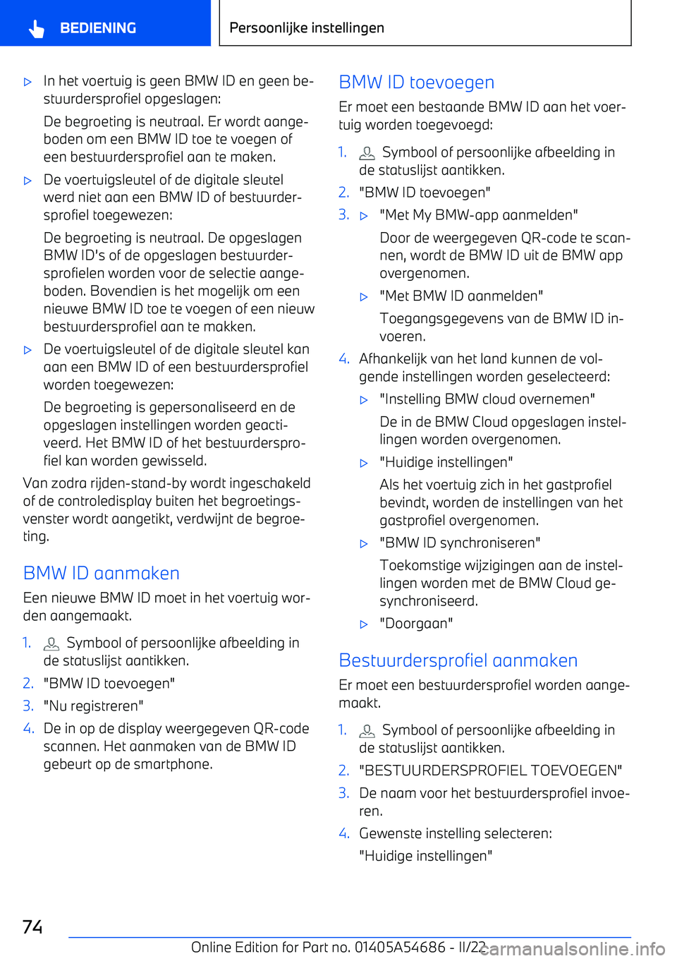 BMW I4 2022  Instructieboekjes (in Dutch) 