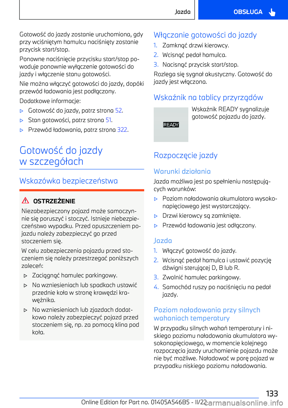 BMW I4 2022  Instrukcja obsługi (in Polish) Gotowo