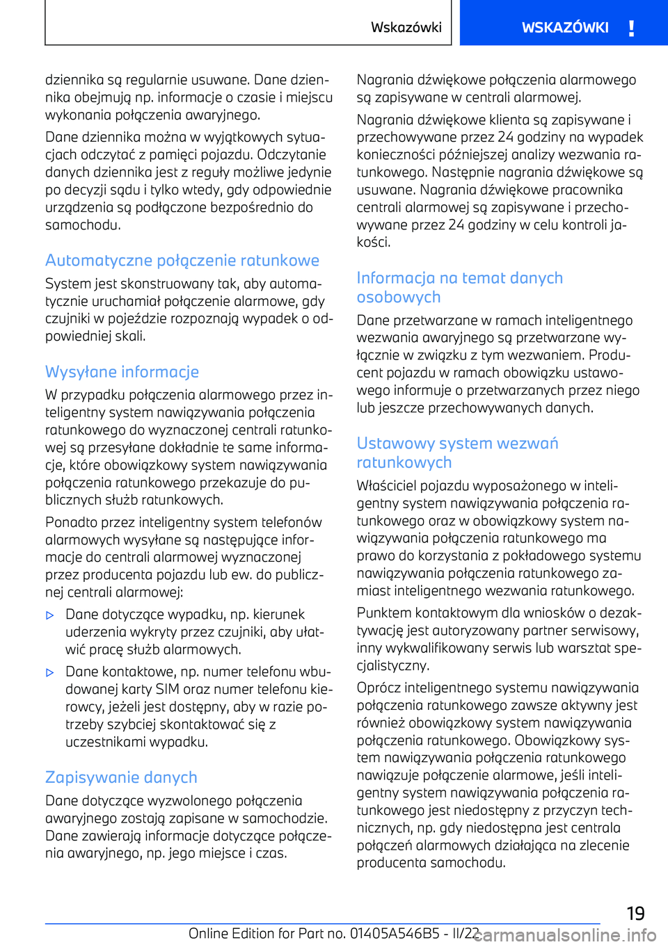 BMW I4 2022  Instrukcja obsługi (in Polish) dziennika s