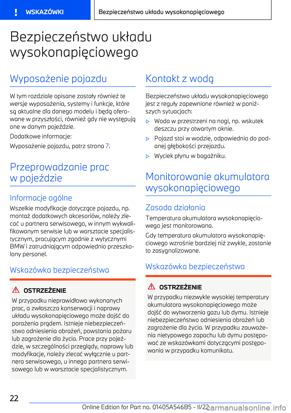 BMW I4 2022  Instrukcja obsługi (in Polish) Bezpieczestwo uk