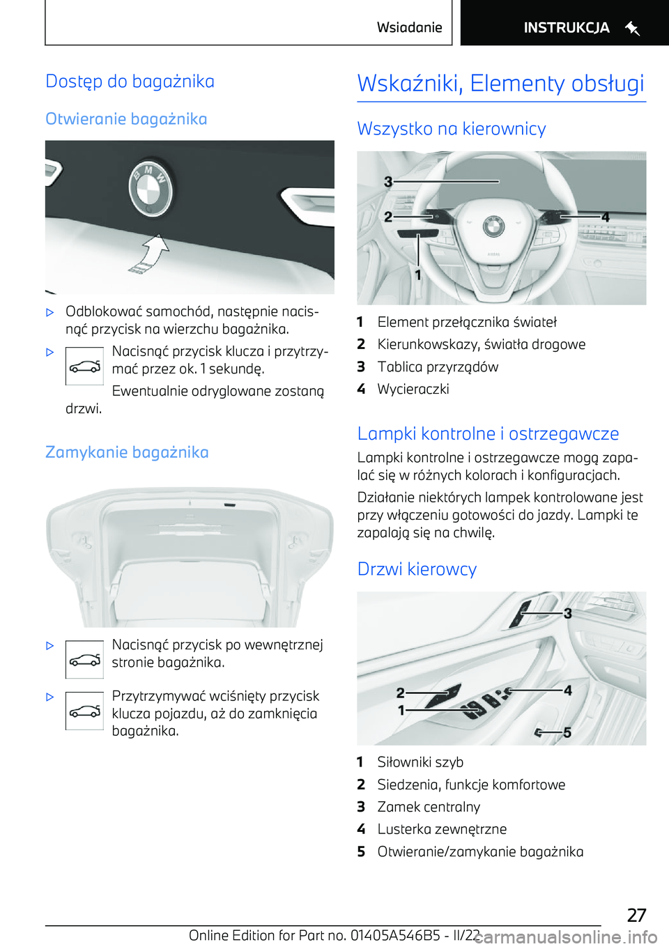 BMW I4 2022  Instrukcja obsługi (in Polish) Dost