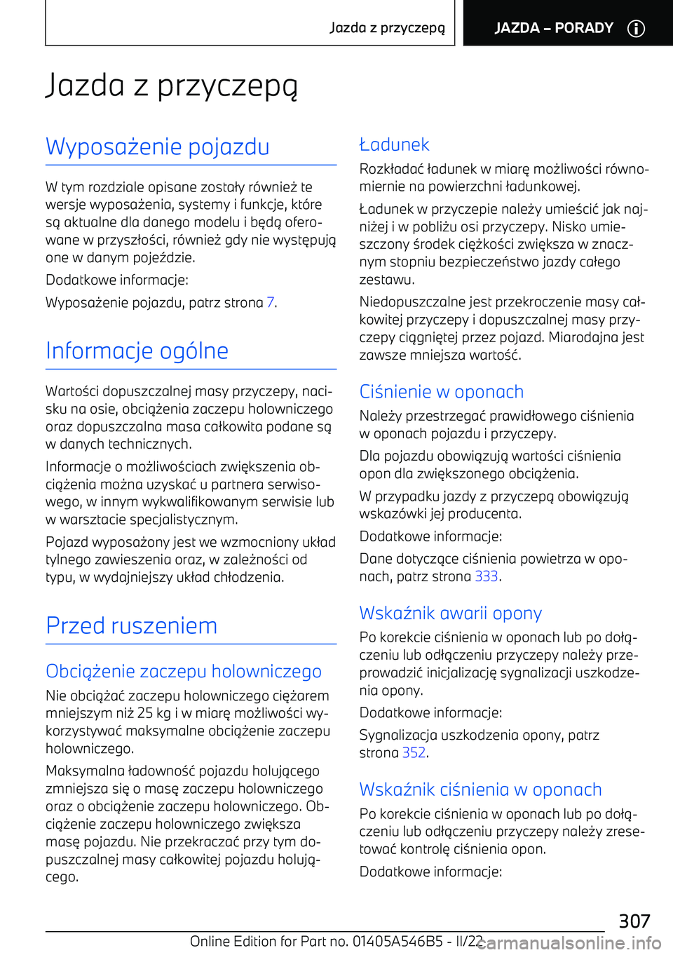 BMW I4 2022  Instrukcja obsługi (in Polish) Jazda z przyczep