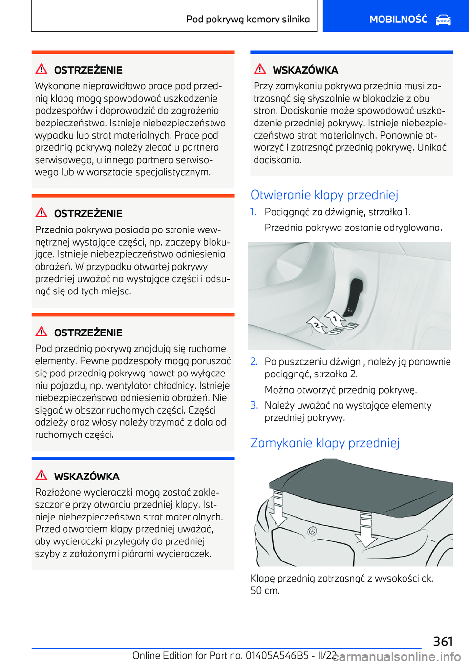 BMW I4 2022  Instrukcja obsługi (in Polish) OSTRZE
