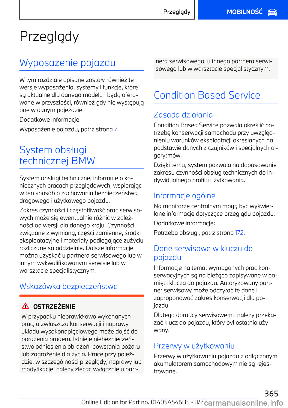 BMW I4 2022  Instrukcja obsługi (in Polish) Przegl