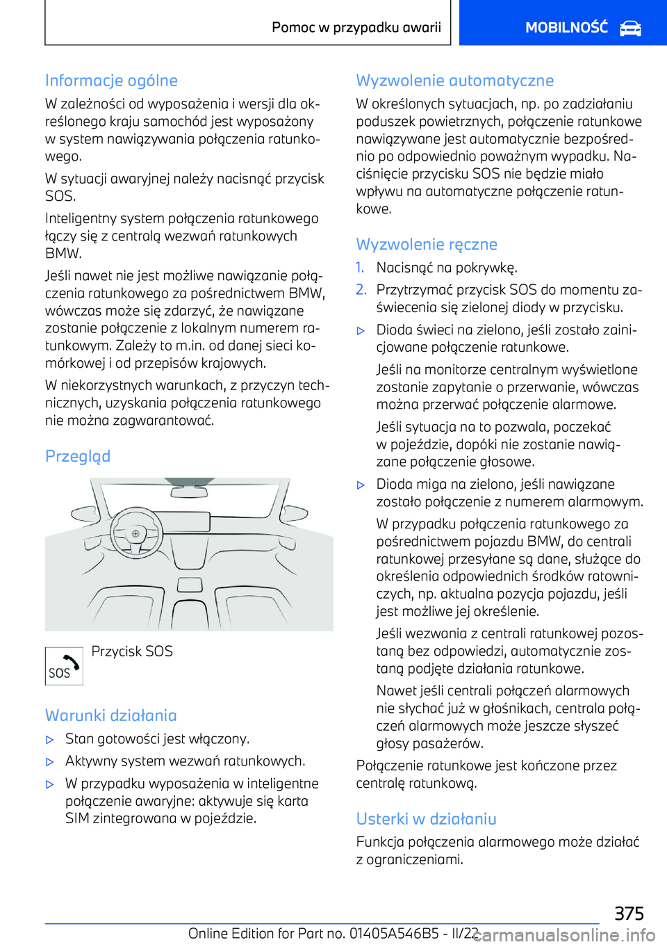 BMW I4 2022  Instrukcja obsługi (in Polish) Informacje og