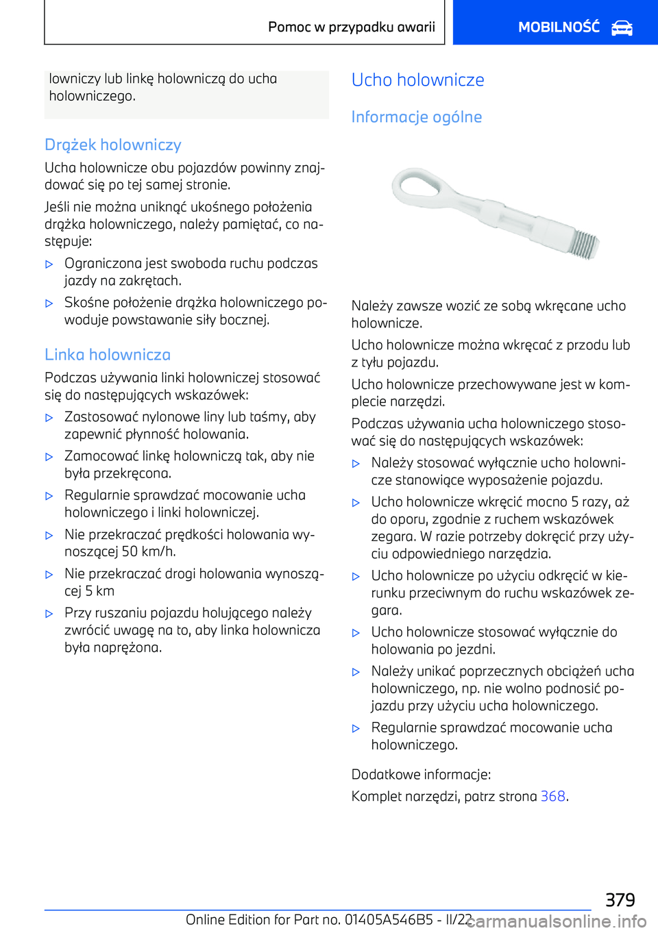 BMW I4 2022  Instrukcja obsługi (in Polish) lowniczy lub link