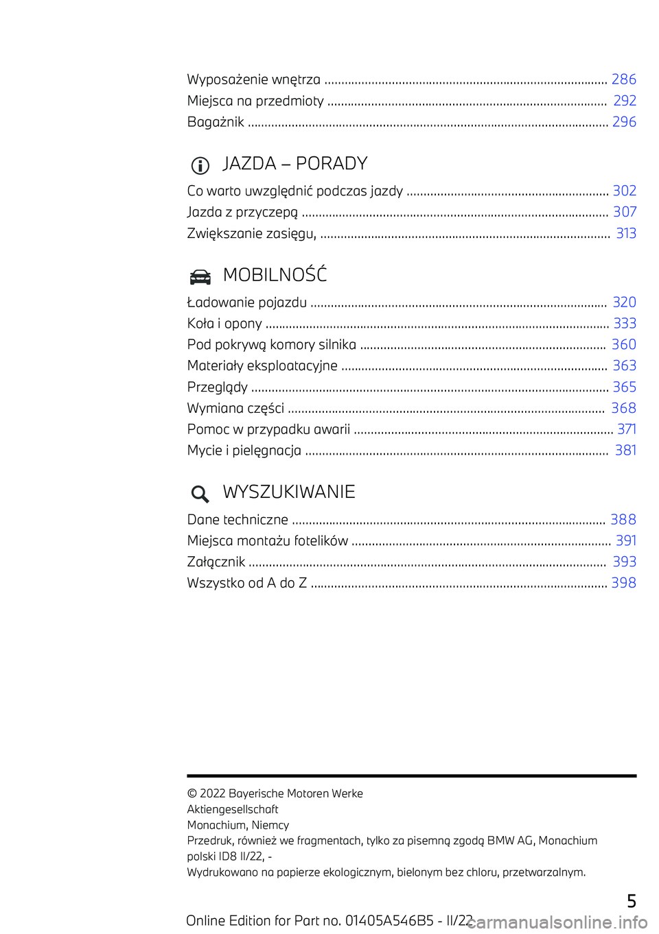 BMW I4 2022  Instrukcja obsługi (in Polish) Wyposa