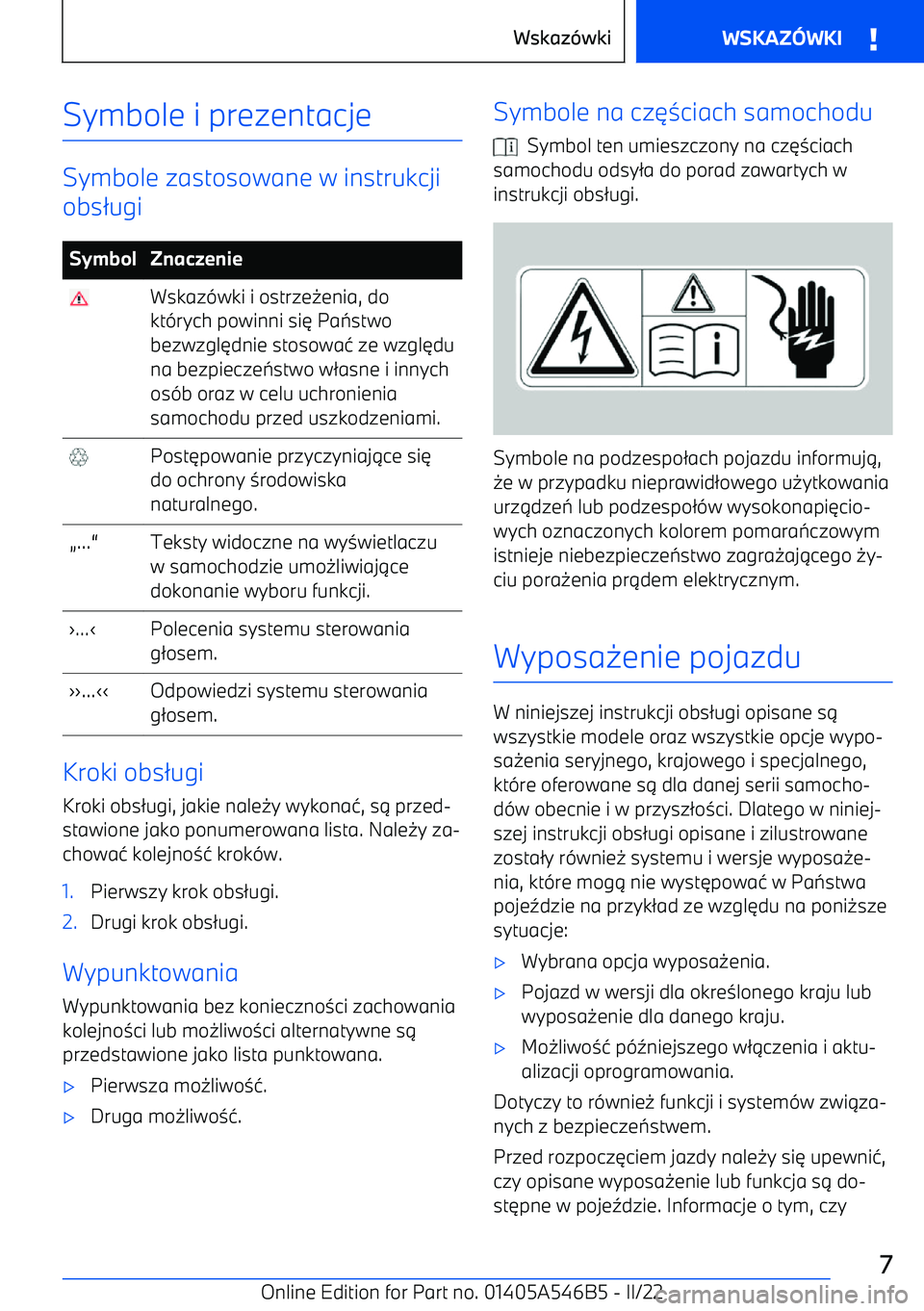 BMW I4 2022  Instrukcja obsługi (in Polish) Symbole i prezentacje
Symbole zastosowane w instrukcji
obs