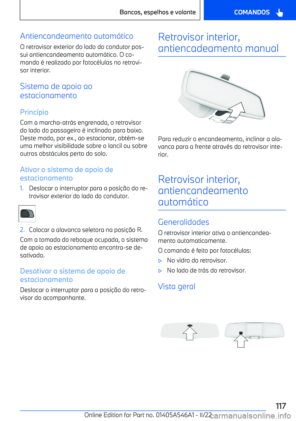 BMW I4 2022  Manual do condutor (in Portuguese) Antiencandeamento autom