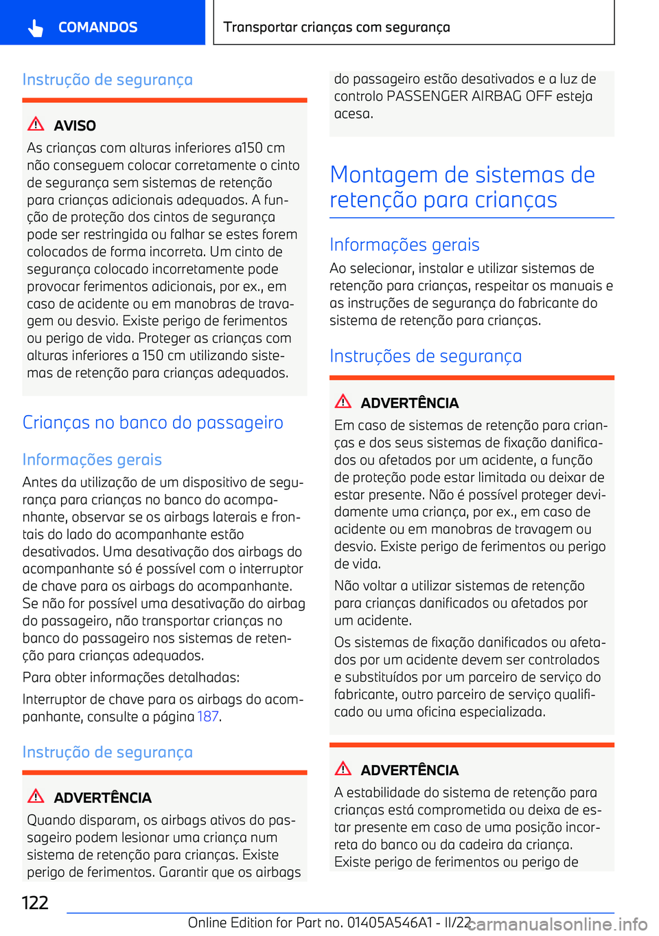 BMW I4 2022  Manual do condutor (in Portuguese) Instru