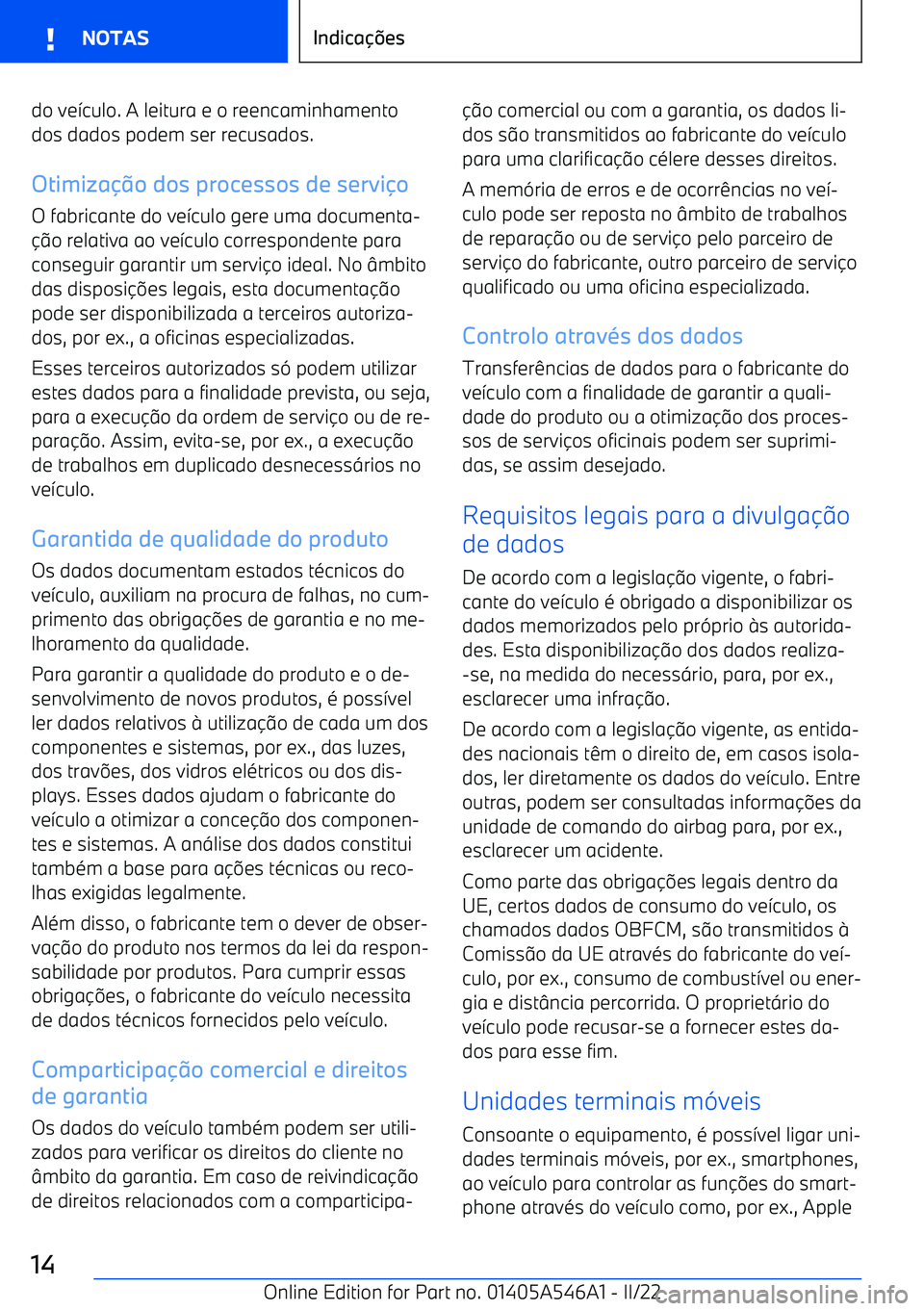 BMW I4 2022  Manual do condutor (in Portuguese) do ve
