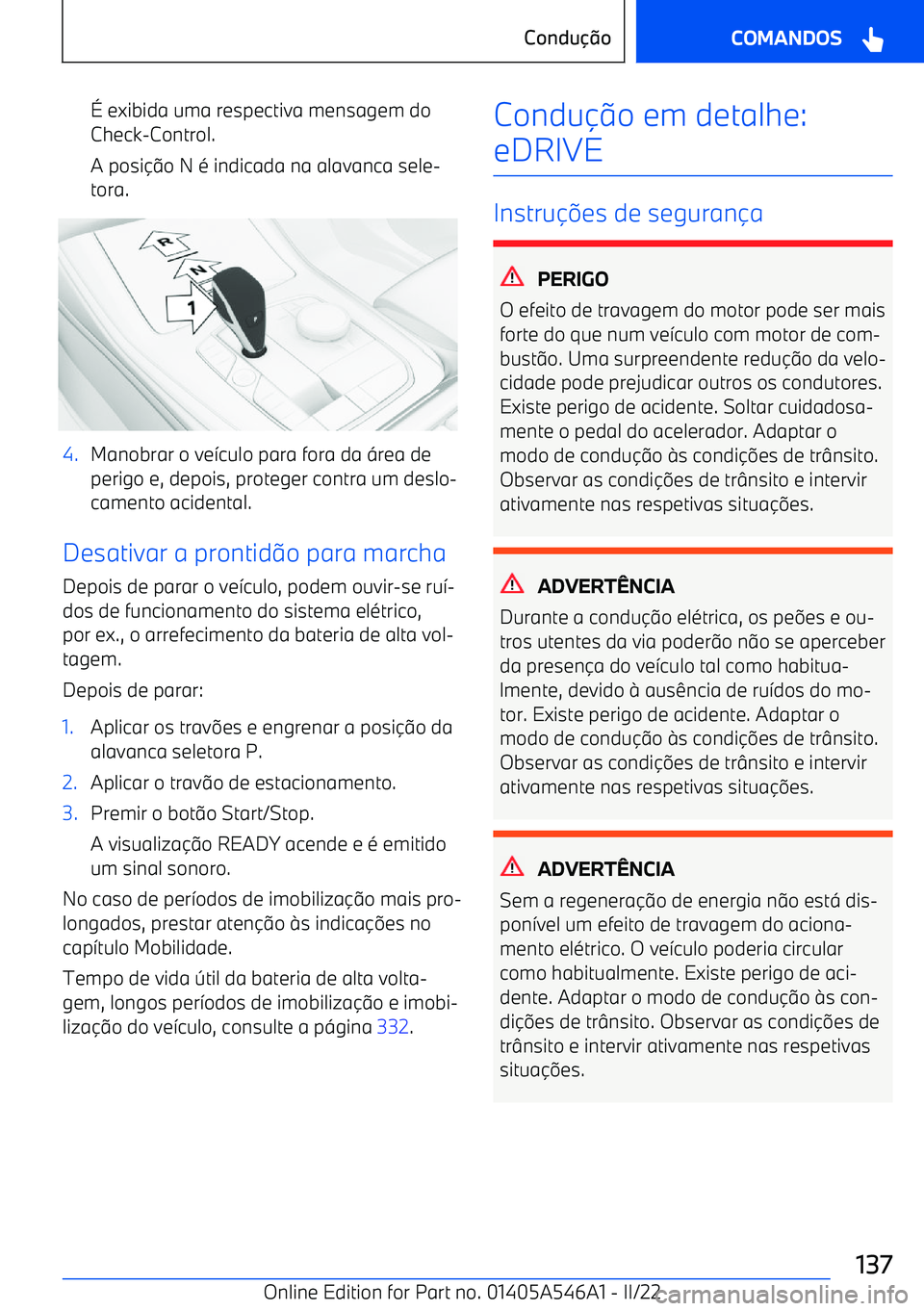 BMW I4 2022  Manual do condutor (in Portuguese) 