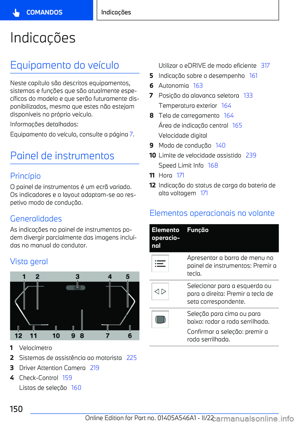 BMW I4 2022  Manual do condutor (in Portuguese) IndicaesEquipamento do ve