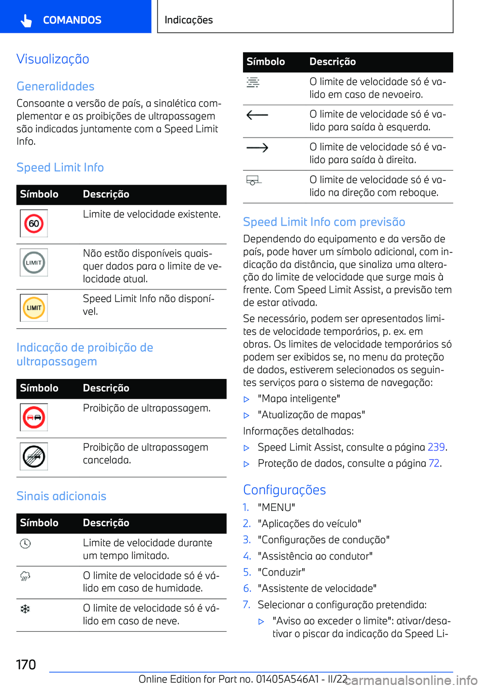 BMW I4 2022  Manual do condutor (in Portuguese) Visualizao
Generalidades
Consoante a vers o de pa