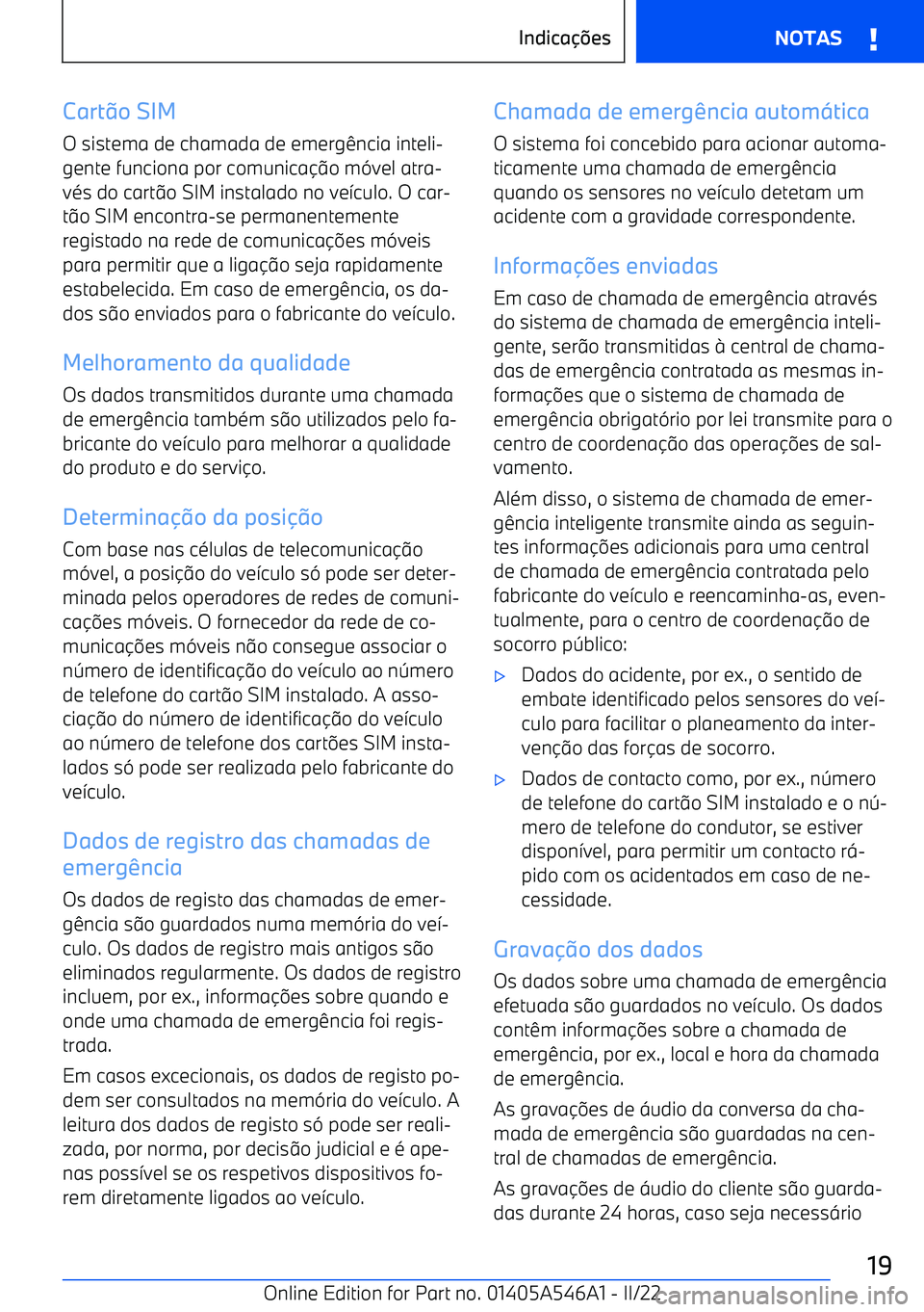 BMW I4 2022  Manual do condutor (in Portuguese) Cart