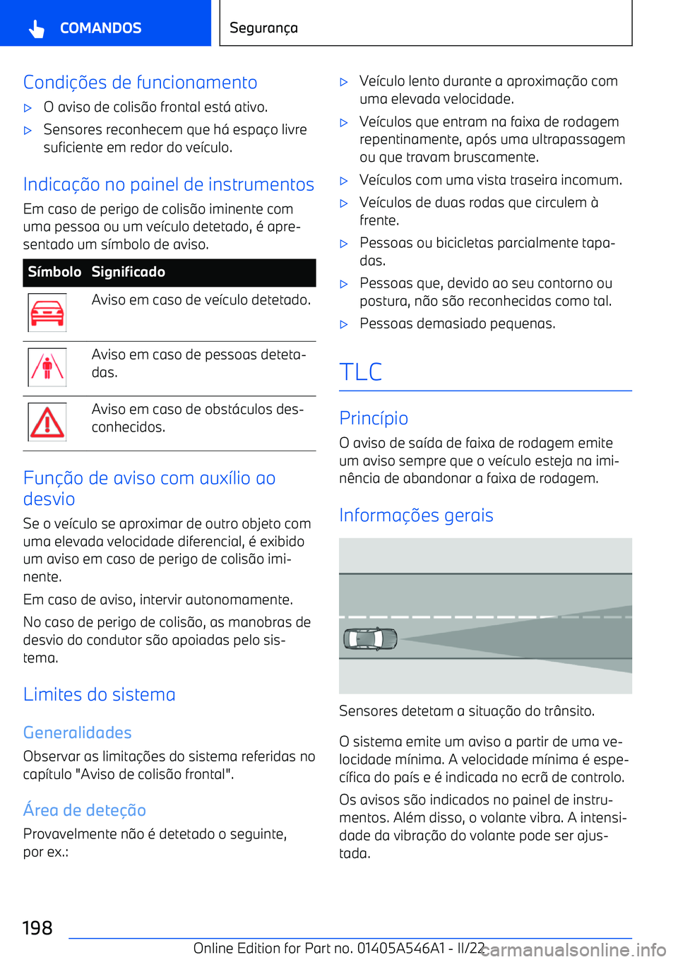BMW I4 2022  Manual do condutor (in Portuguese) Condies de funcionamento