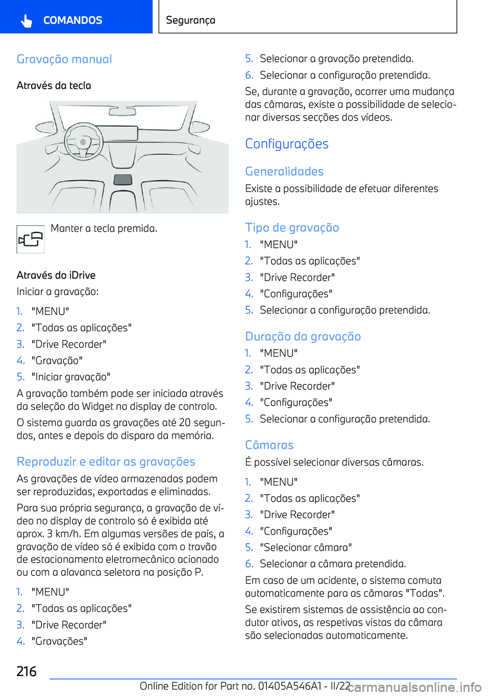 BMW I4 2022  Manual do condutor (in Portuguese) Grava
