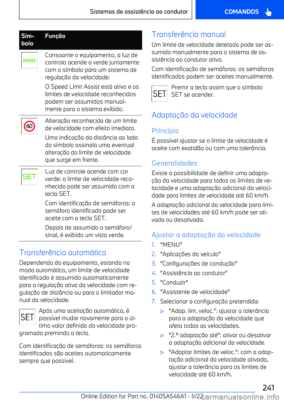 BMW I4 2022  Manual do condutor (in Portuguese) S
