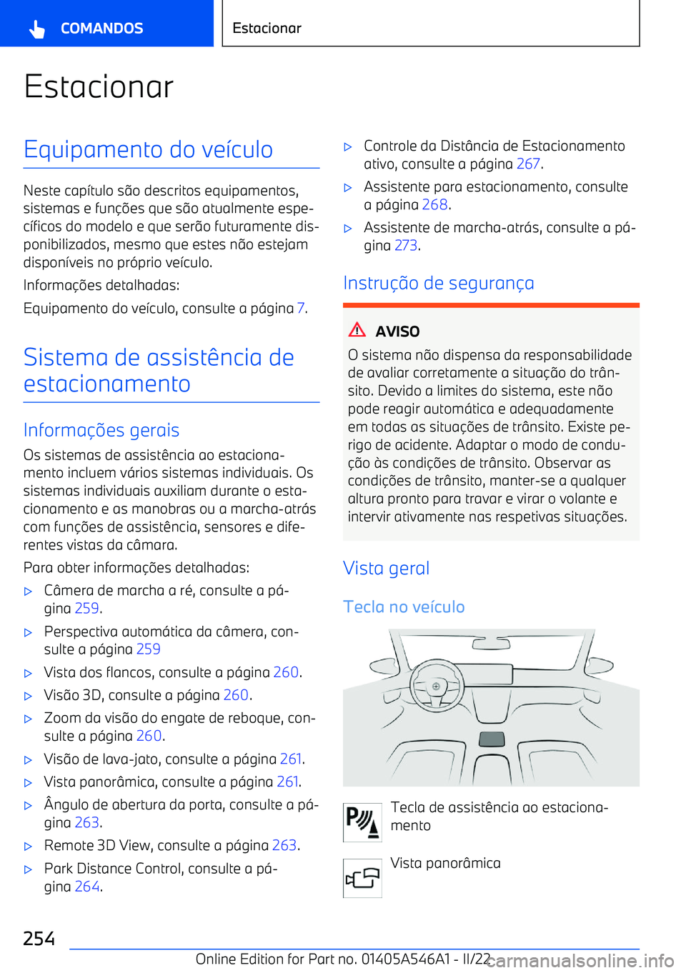 BMW I4 2022  Manual do condutor (in Portuguese) EstacionarEquipamento do ve