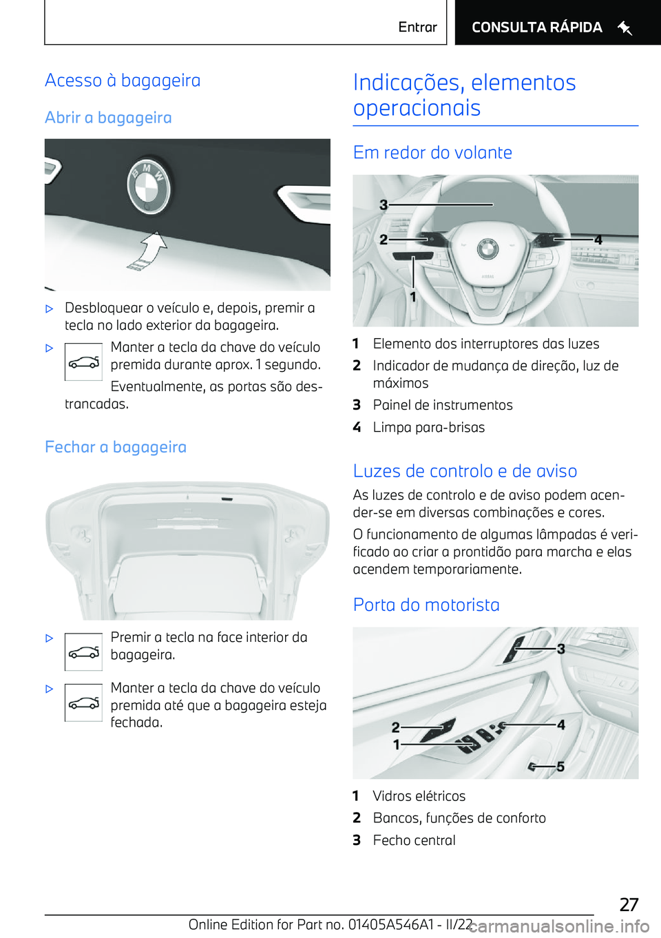 BMW I4 2022  Manual do condutor (in Portuguese) Acesso 